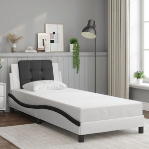 Bed Frame without Mattress "Zadar" White and Black 90x190 cm Faux Leather