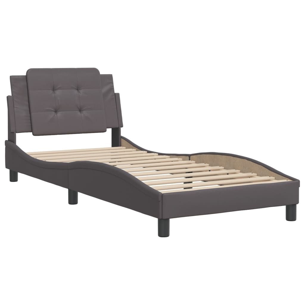 Bed Frame without Mattress "Zadar" Grey 90x200 cm Faux Leather