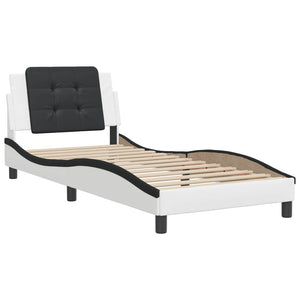 Bed Frame without Mattress "Zadar" White and Black 90x200 cm Faux Leather