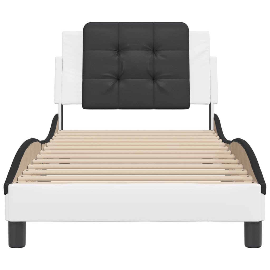 Bed Frame without Mattress "Zadar" White and Black 90x200 cm Faux Leather