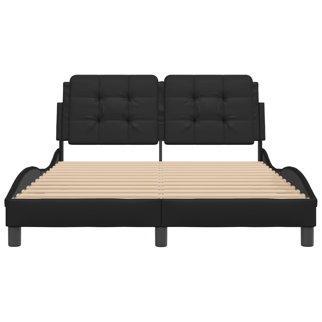 Bed Frame without Mattress "Zadar" Black 140x190 cm Faux Leather