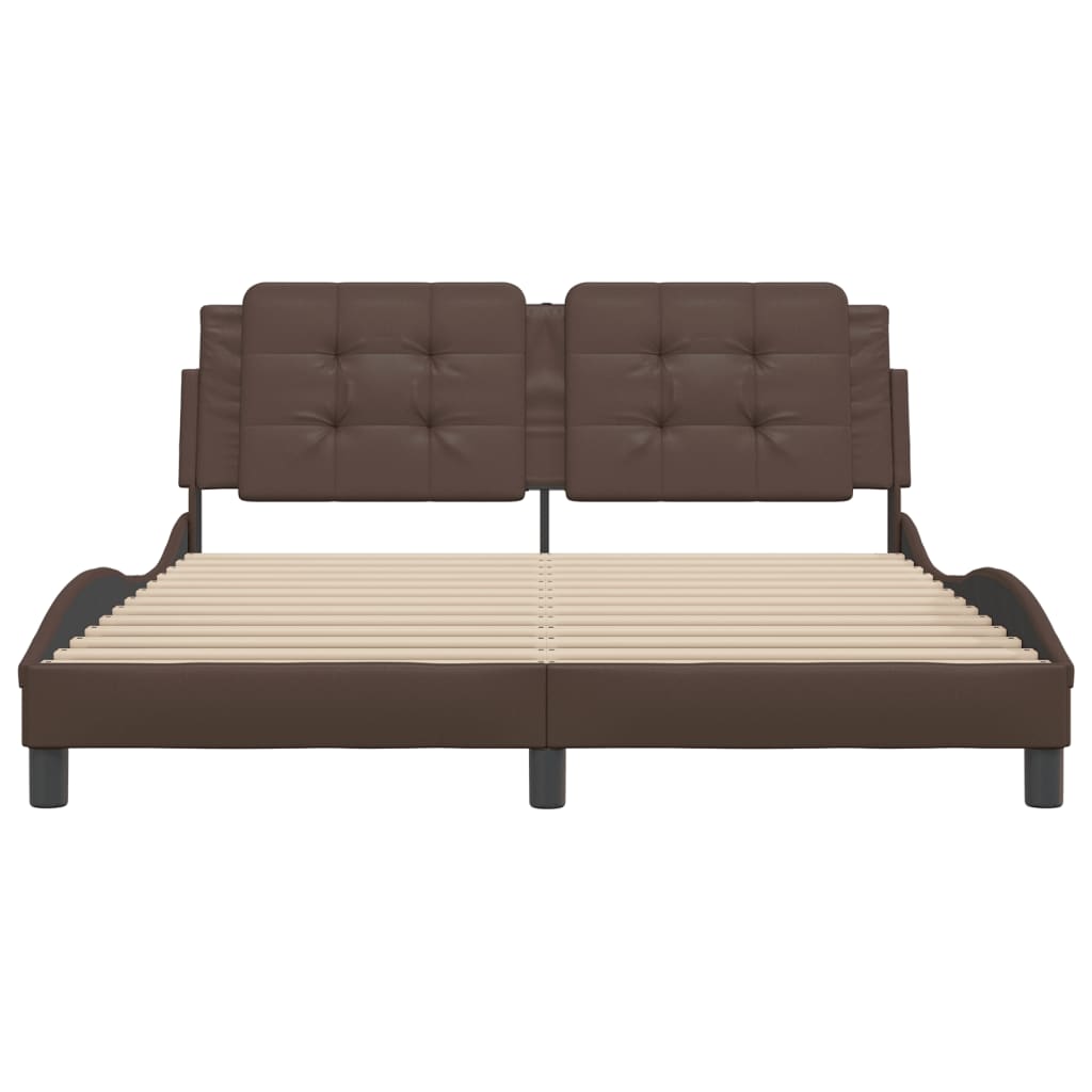 Bed Frame without Mattress "Zadar" Brown 160x200 cm Faux Leather