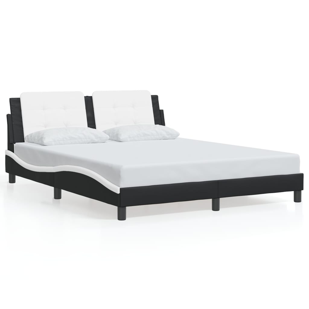 Bed Frame without Mattress "Zadar" Black and White 160x200 cm Faux Leather