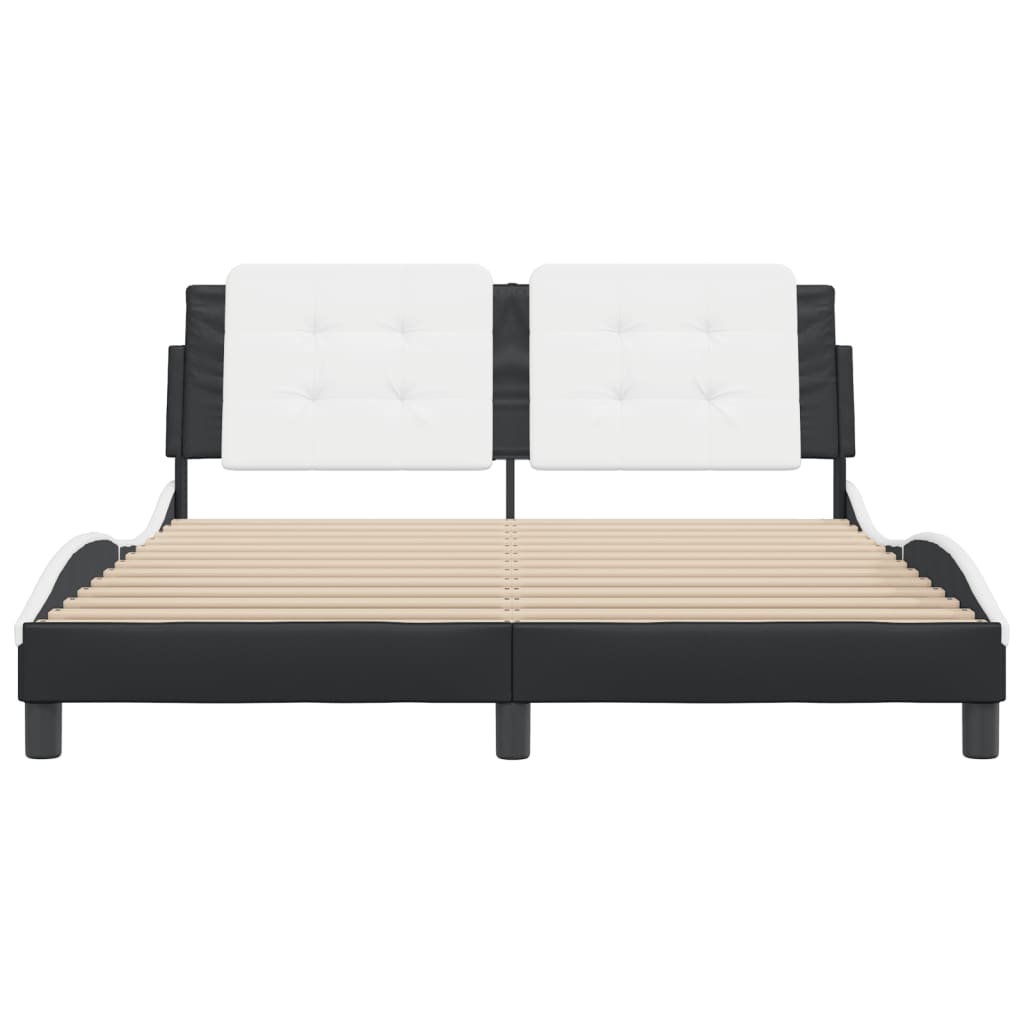 Bed Frame without Mattress "Zadar" Black and White 160x200 cm Faux Leather