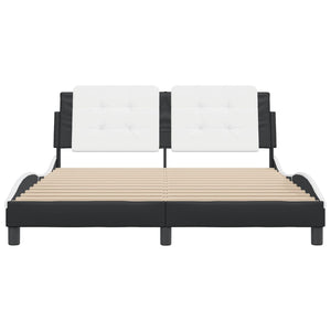 Bed Frame without Mattress "Zadar" Black and White 160x200 cm Faux Leather