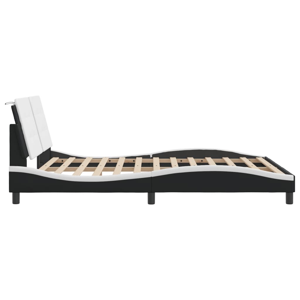 Bed Frame without Mattress "Zadar" Black and White 160x200 cm Faux Leather