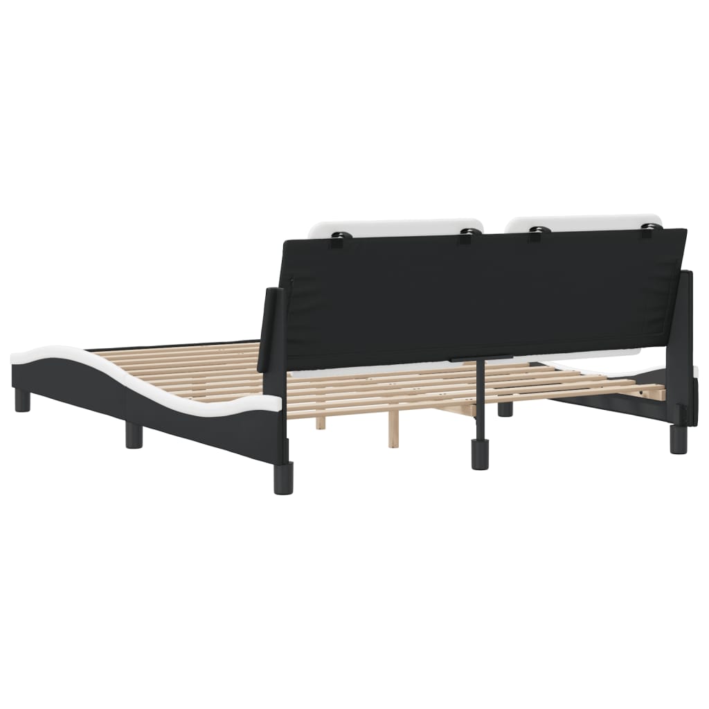 Bed Frame without Mattress "Zadar" Black and White 160x200 cm Faux Leather