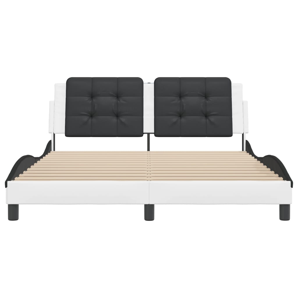 Bed Frame without Mattress "Zadar" White and Black 160x200 cm Faux Leather