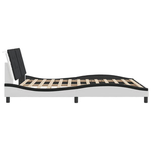 Bed Frame without Mattress "Zadar" White and Black 160x200 cm Faux Leather