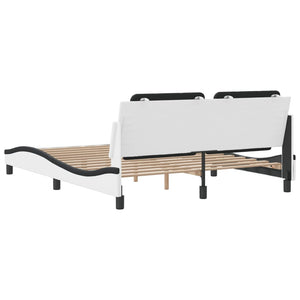 Bed Frame without Mattress "Zadar" White and Black 160x200 cm Faux Leather