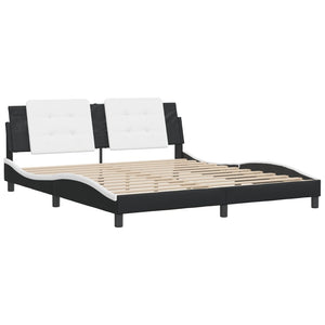 Bed Frame without Mattress "Zadar" Black and White 180x200 cm Faux Leather