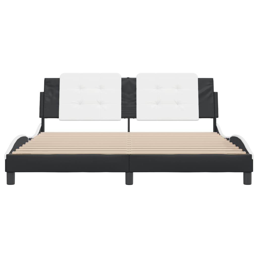 Bed Frame without Mattress "Zadar" Black and White 180x200 cm Faux Leather