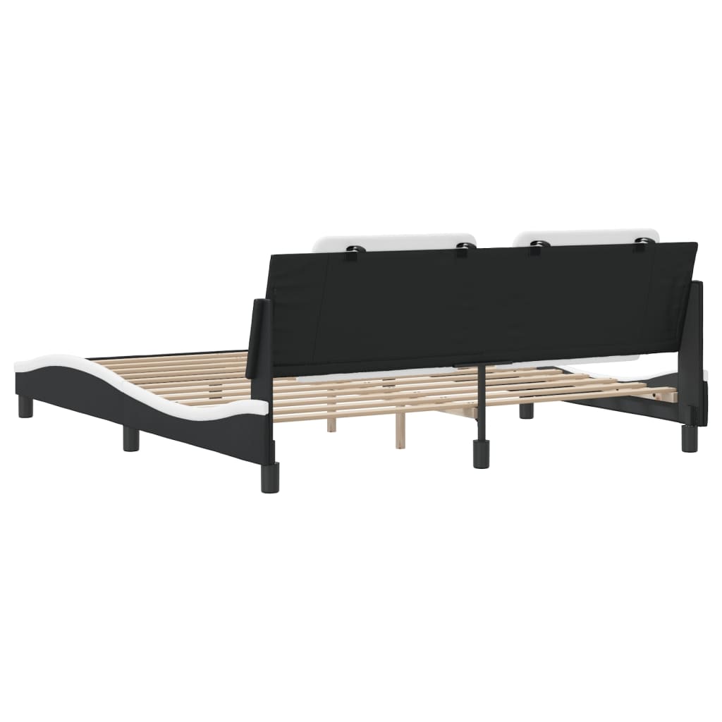 Bed Frame without Mattress "Zadar" Black and White 180x200 cm Faux Leather