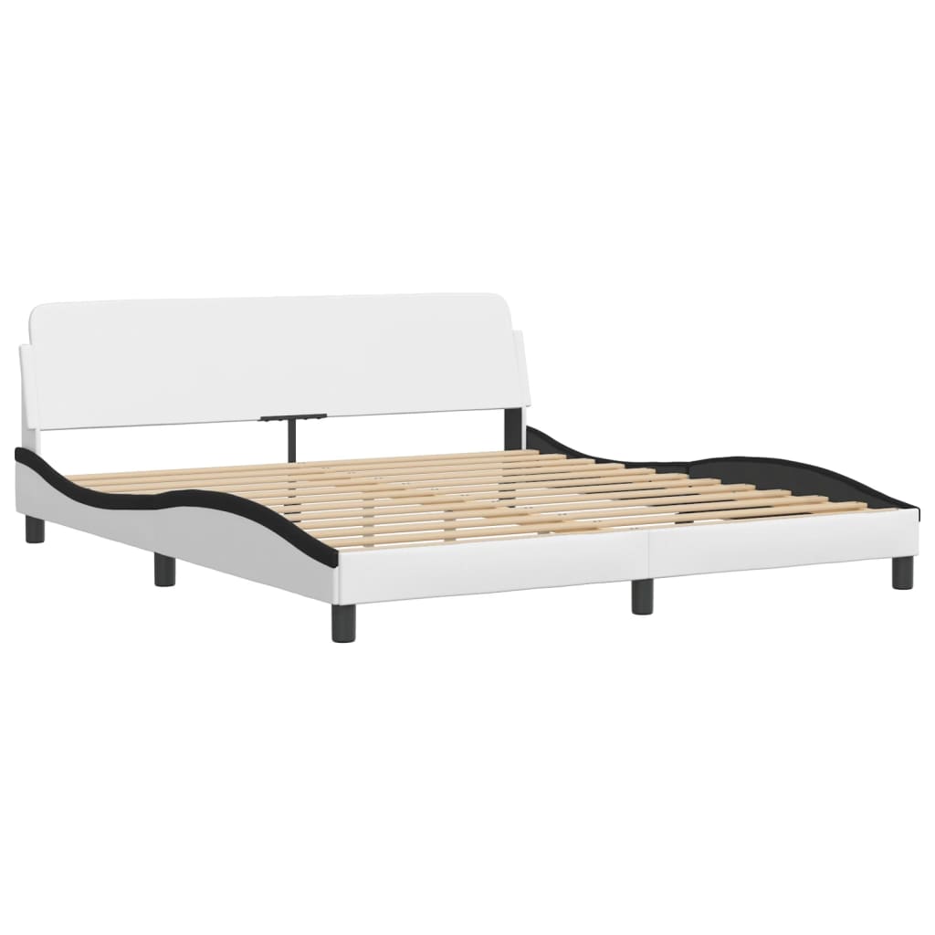 Bed Frame without Mattress "Zadar" White and Black 180x200 cm Faux Leather