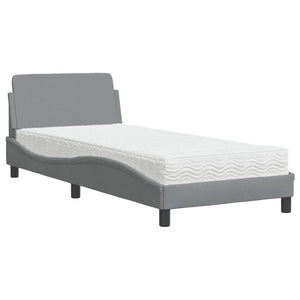 Bed with Mattress "Dover" Light Grey 80x200 cm Fabric