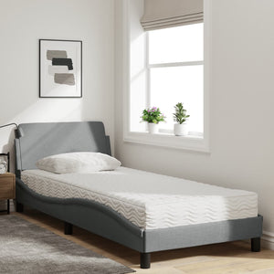 Bed with Mattress "Dover" Light Grey 80x200 cm Fabric
