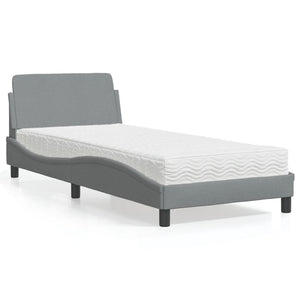 Bed with Mattress "Dover" Light Grey 80x200 cm Fabric