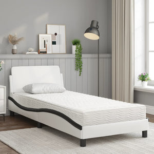 Bed with Mattress "Dover" White and Black 80x200 cm Faux Leather