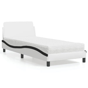 Bed with Mattress "Dover" White and Black 80x200 cm Faux Leather