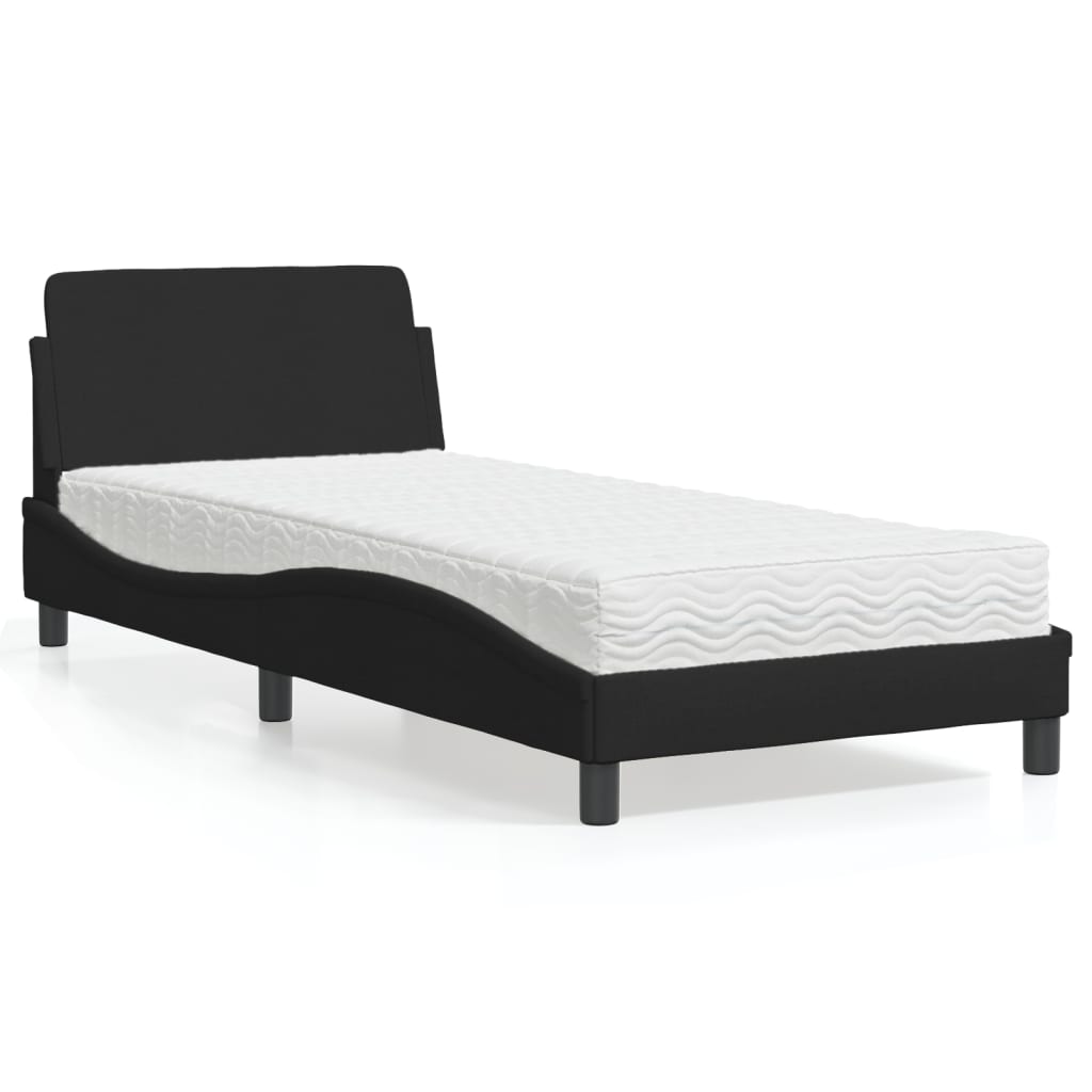 Bed with Mattress "Dover" Black 90x190 cm Fabric