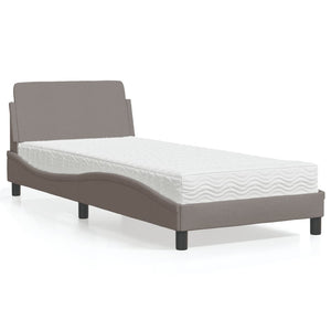Bed with Mattress "Dover" Taupe 90x190 cm Fabric