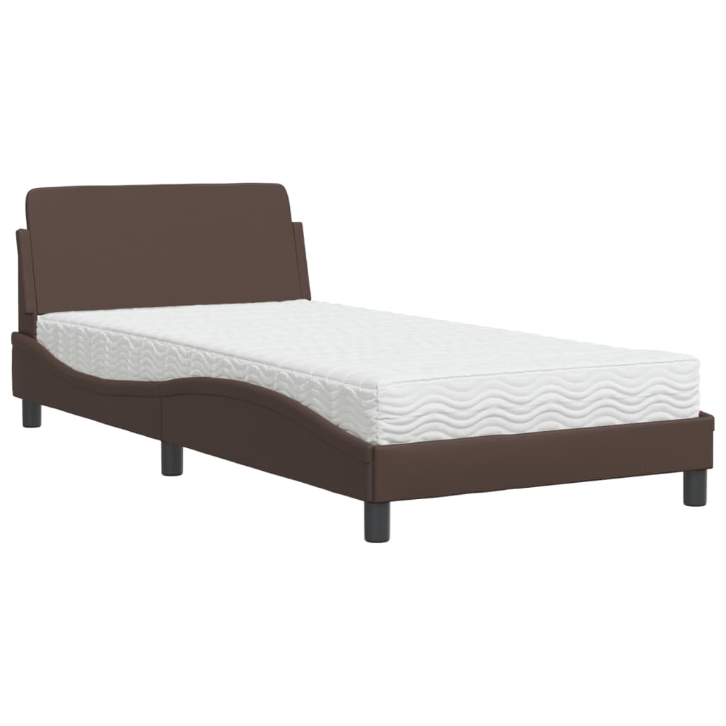 Bed with Mattress "Dover" Brown 100x200 cm Faux Leather