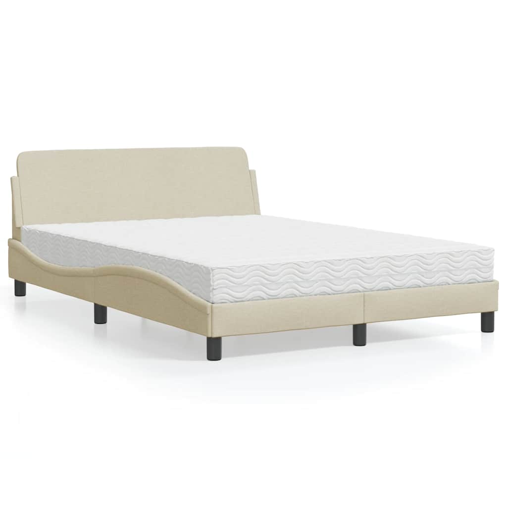 Bed with Mattress "Dover" Cream 120x200 cm Fabric