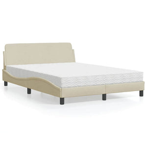 Bed with Mattress "Dover" Cream 120x200 cm Fabric