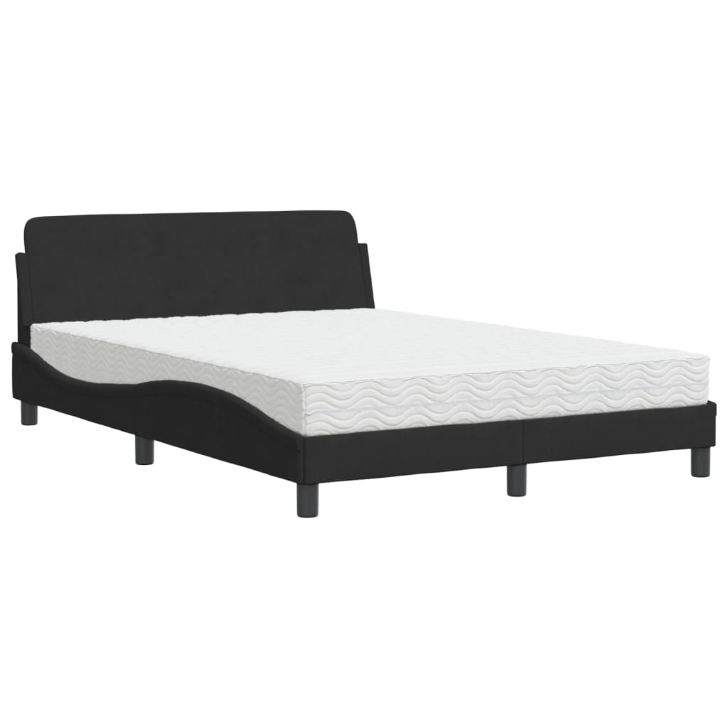 Bed with Mattress "Dover" Black 120x200 cm Velvet