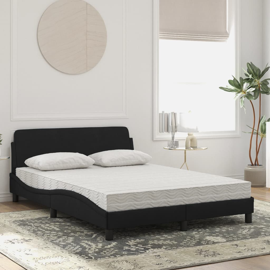 Bed with Mattress "Dover" Black 120x200 cm Velvet