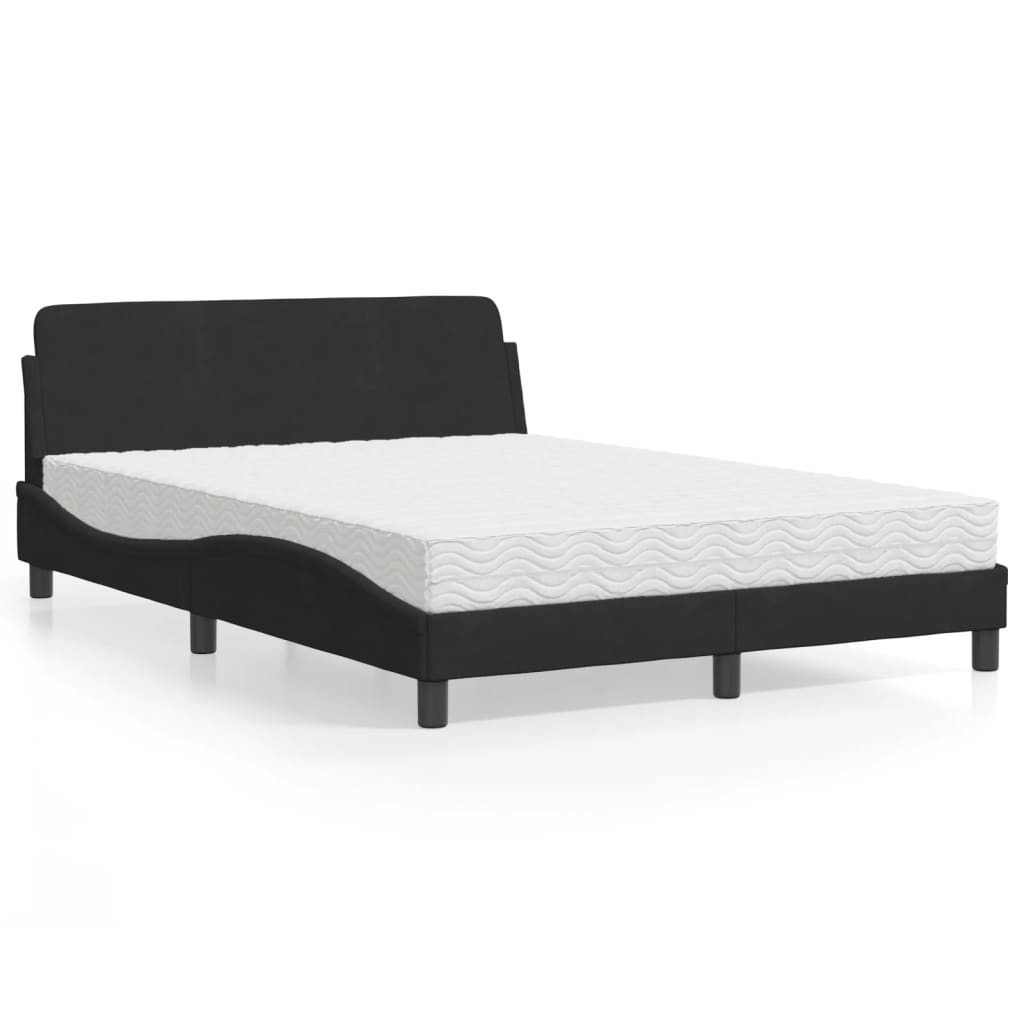Bed with Mattress "Dover" Black 120x200 cm Velvet