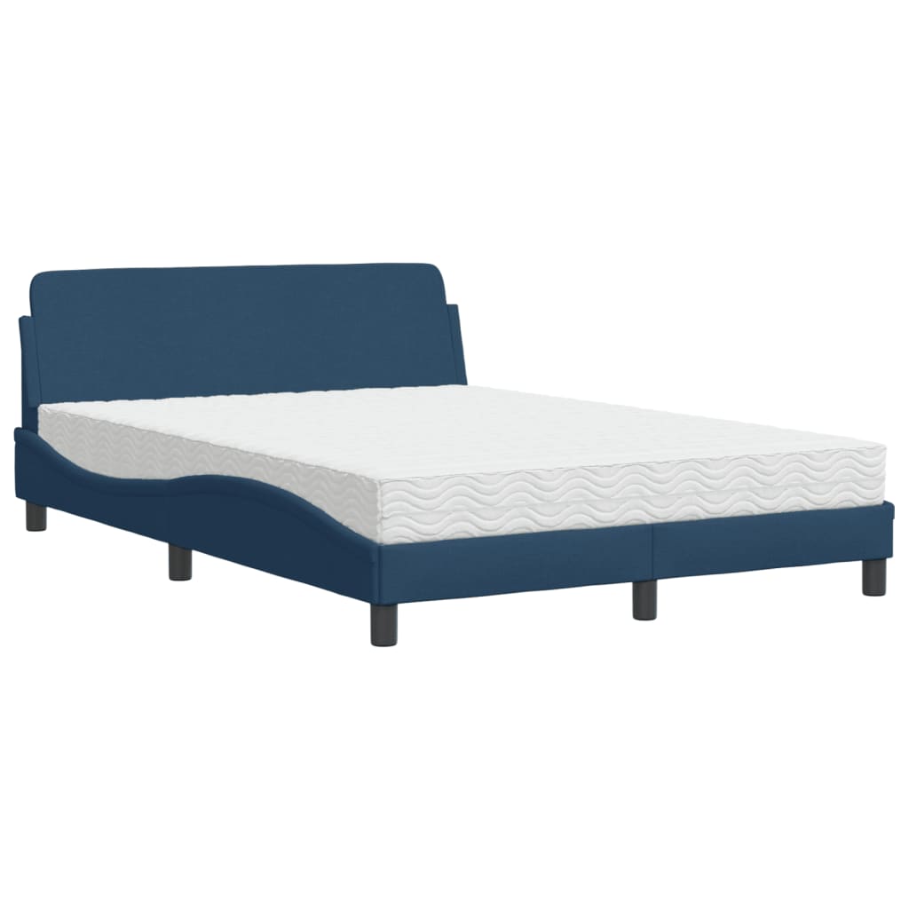 Bed with Mattress "Dover" Blue 140x190 cm Fabric