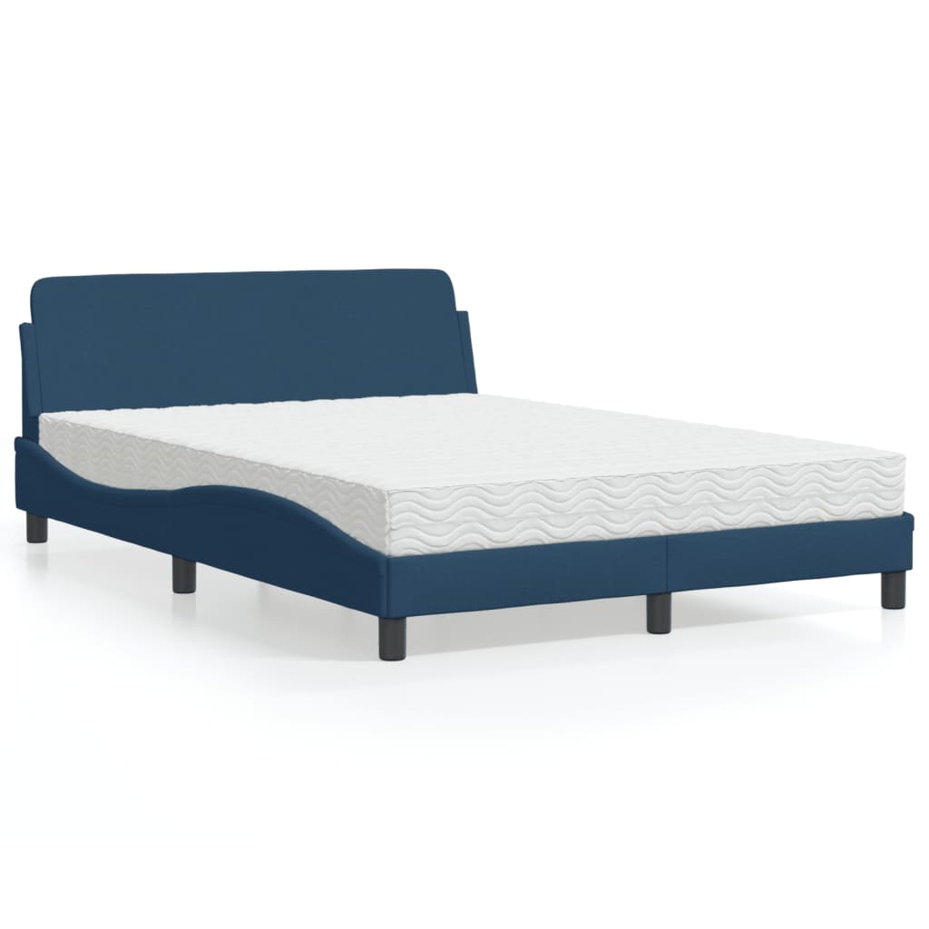 Bed with Mattress "Dover" Blue 140x190 cm Fabric