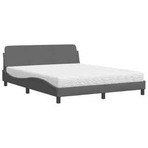 Bed with Mattress "Dover" Dark Grey 160x200 cm Fabric