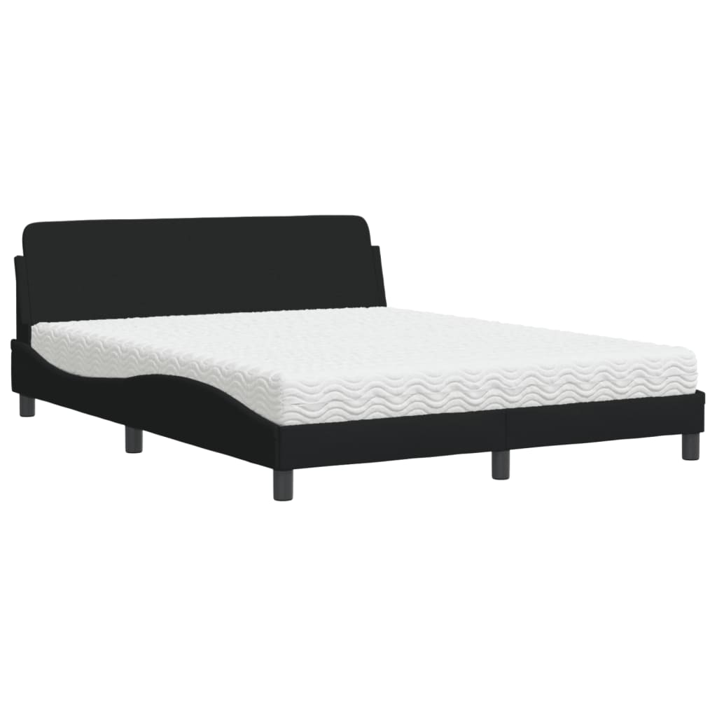 Bed with Mattress "Dover" Black 160x200 cm Fabric