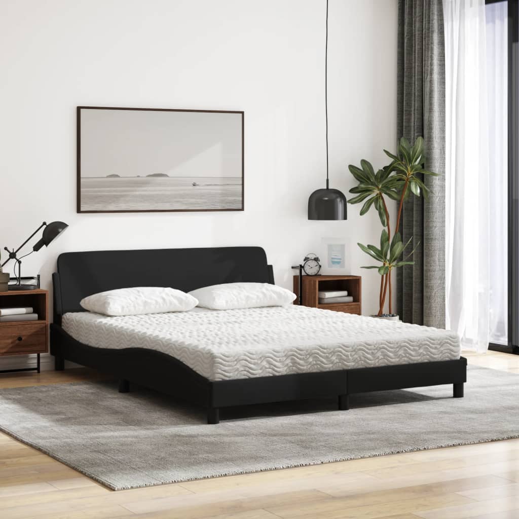 Bed with Mattress "Dover" Black 160x200 cm Fabric