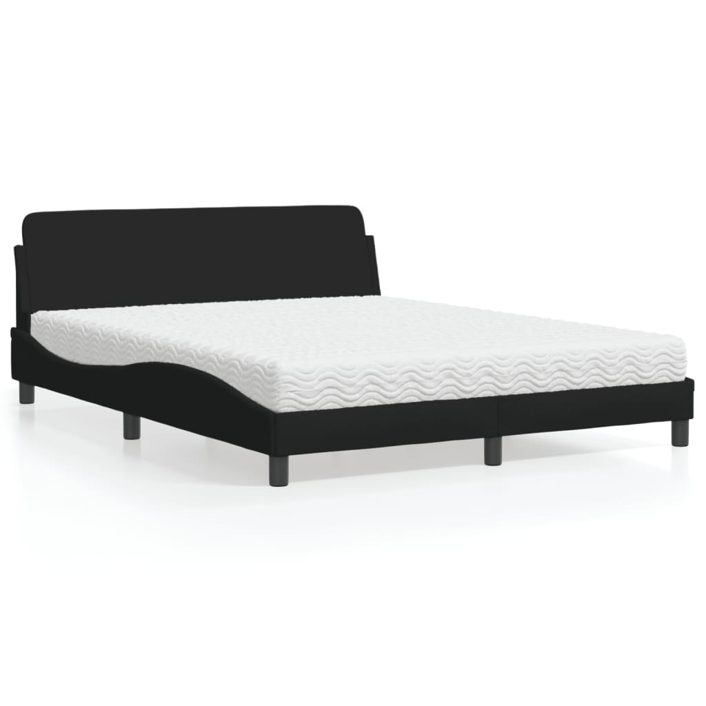 Bed with Mattress "Dover" Black 160x200 cm Fabric
