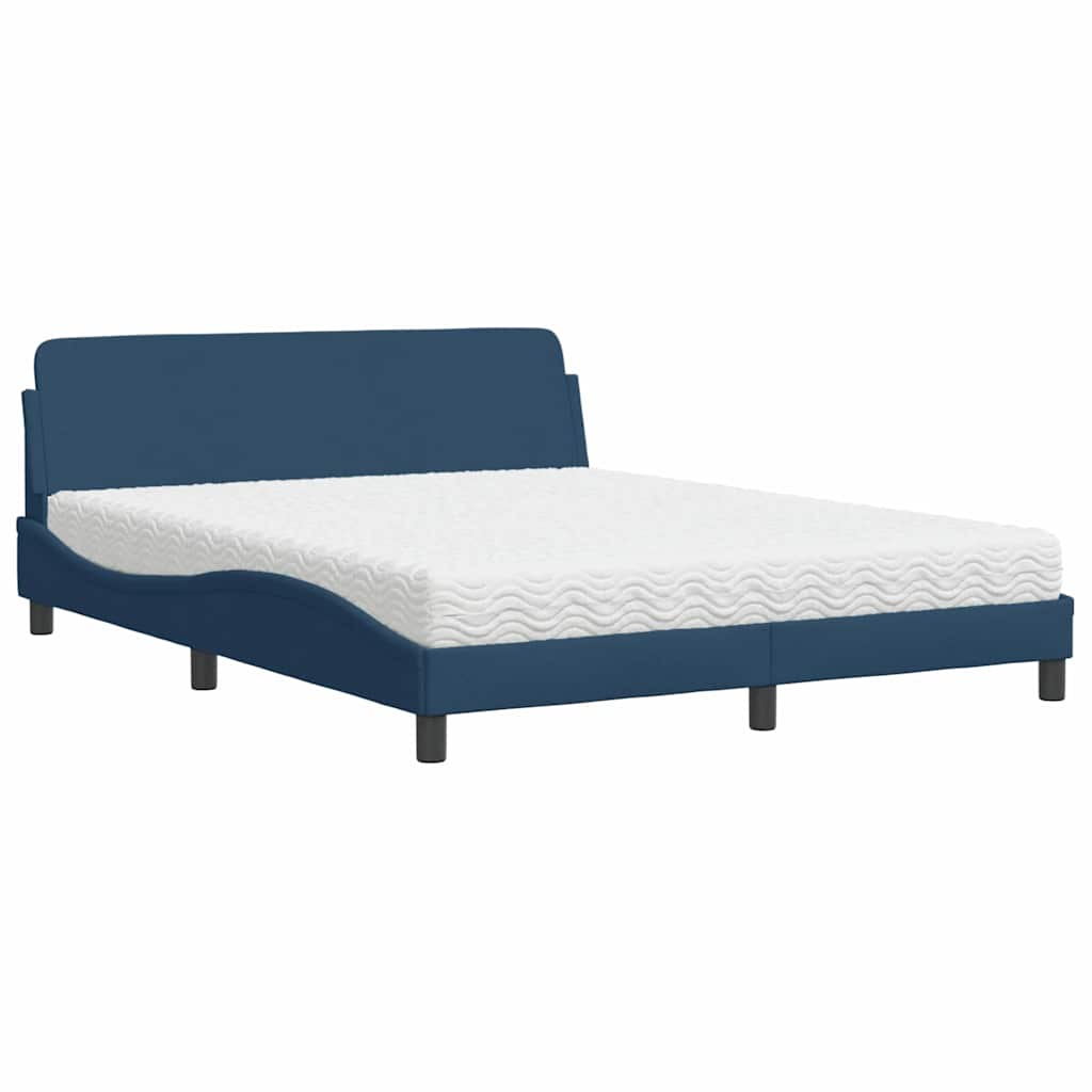 Bed with Mattress "Dover" Blue 160x200 cm Fabric