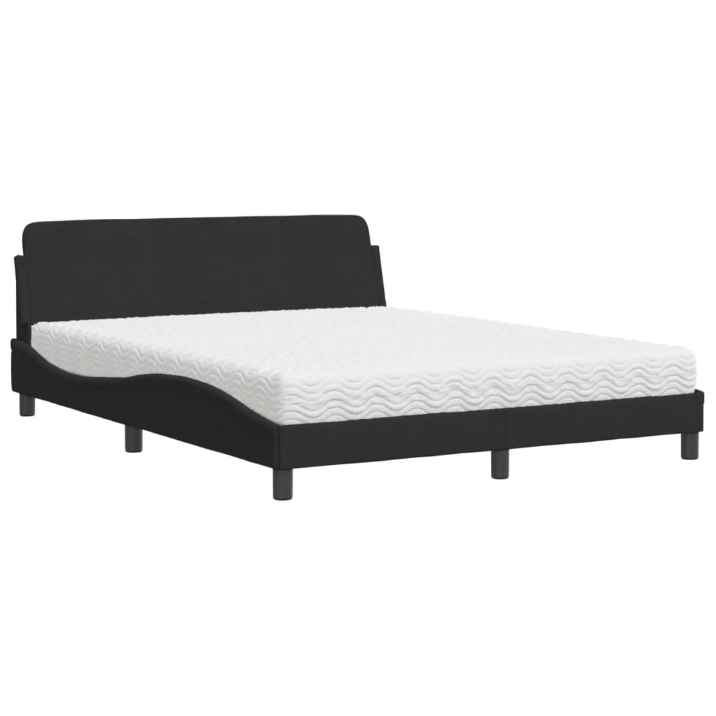 Bed with Mattress "Dover" Black 160x200 cm Velvet