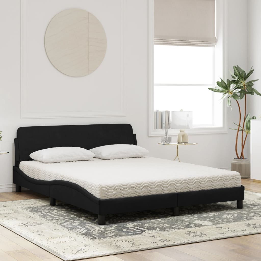 Bed with Mattress "Dover" Black 160x200 cm Velvet