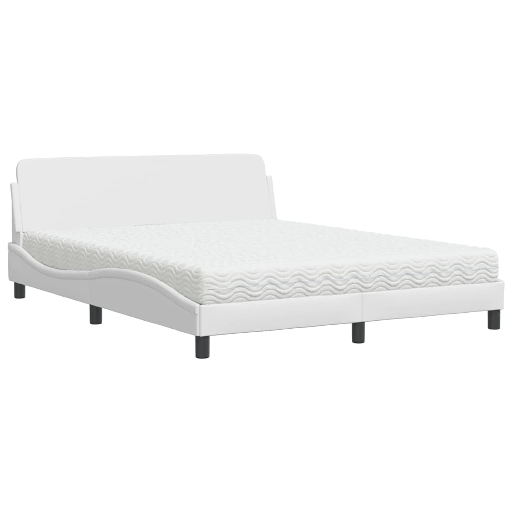 Bed with Mattress "Dover" White 160x200 cm Faux Leather