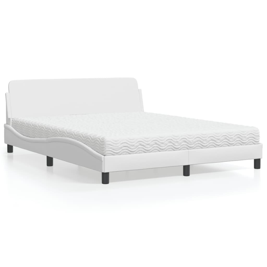 Bed with Mattress "Dover" White 160x200 cm Faux Leather