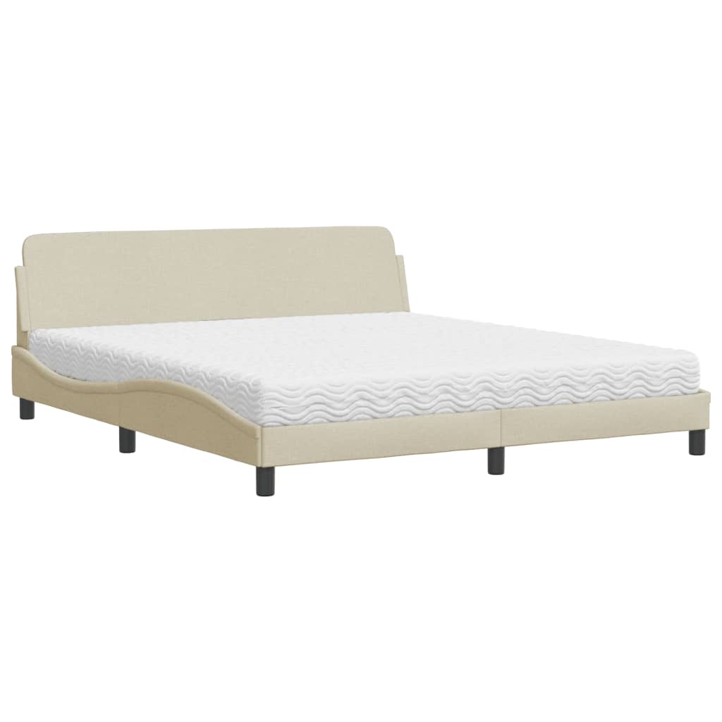 Bed with Mattress "Dover" Cream 180x200 cm Fabric