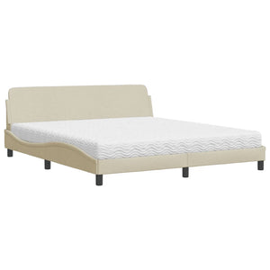 Bed with Mattress "Dover" Cream 180x200 cm Fabric
