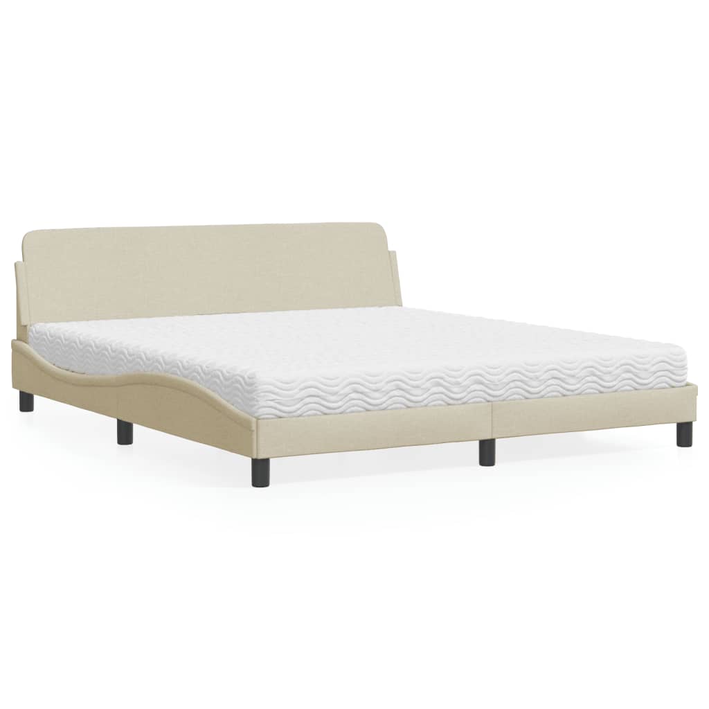 Bed with Mattress "Dover" Cream 180x200 cm Fabric