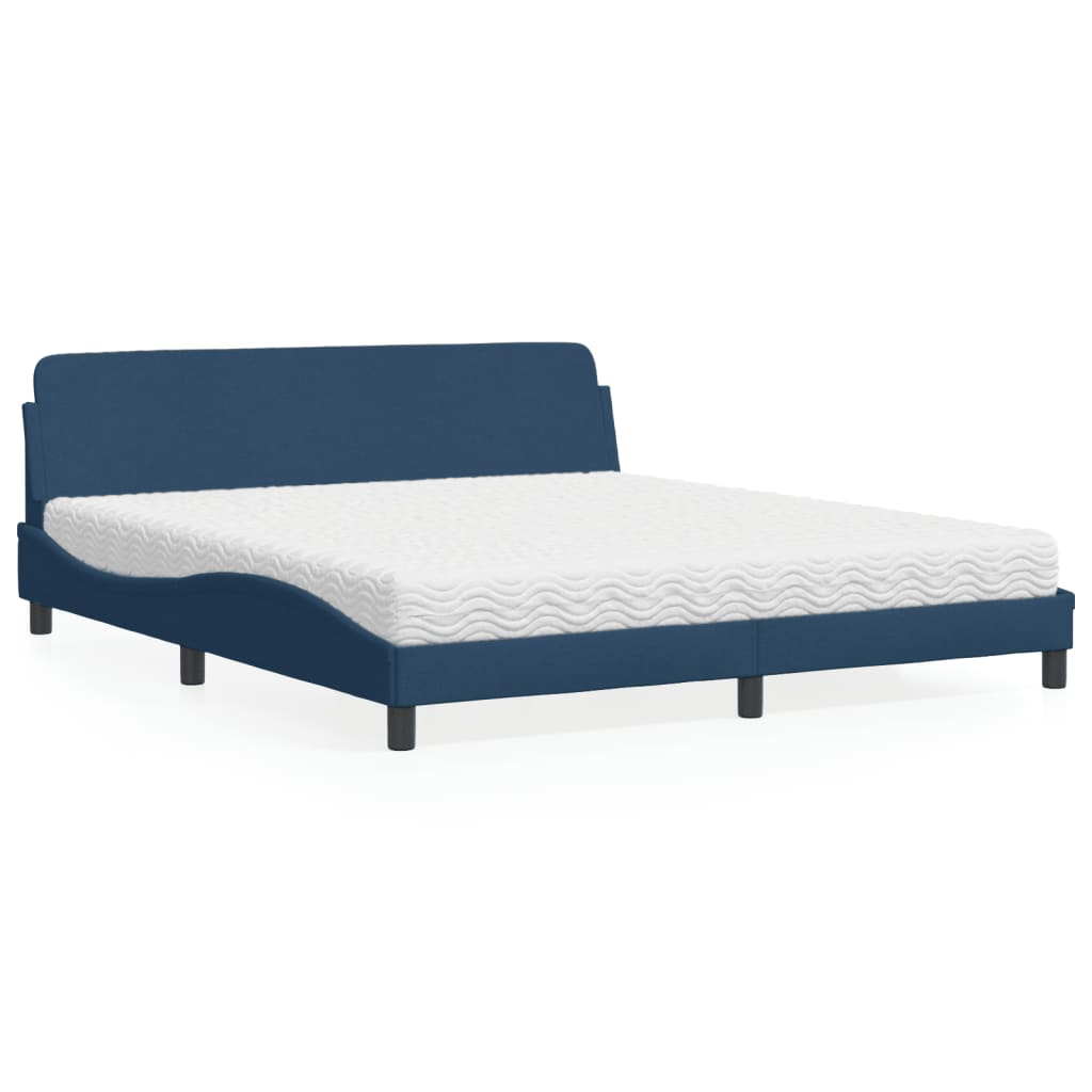 Bed with Mattress "Dover" Blue 180x200 cm Fabric
