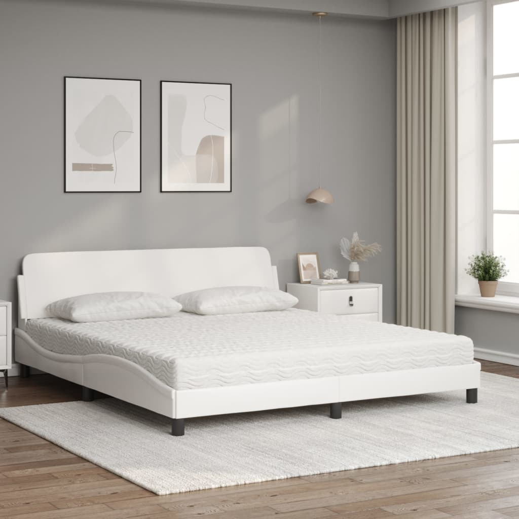 Bed with Mattress "Dover" White 180x200 cm Faux Leather