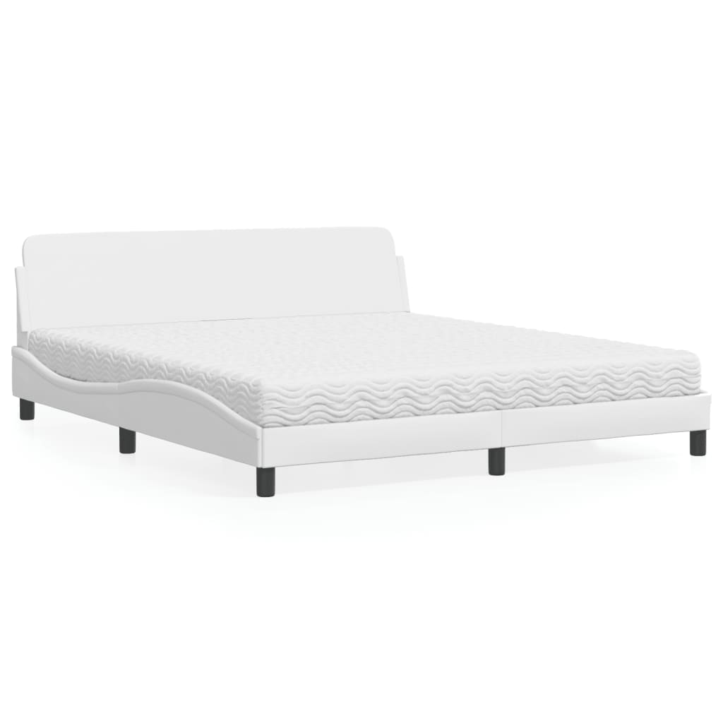 Bed with Mattress "Dover" White 180x200 cm Faux Leather