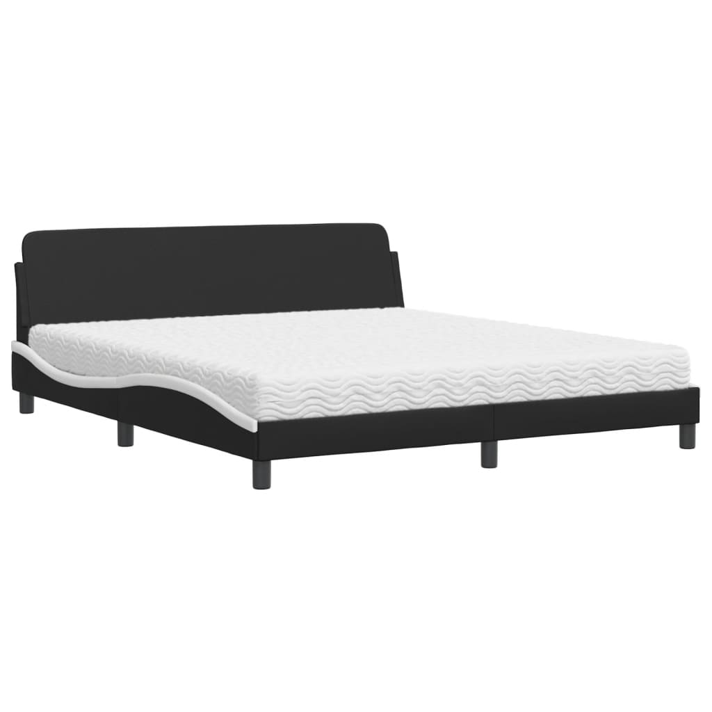 Bed with Mattress "Dover" Black and White 180x200 cm Faux Leather