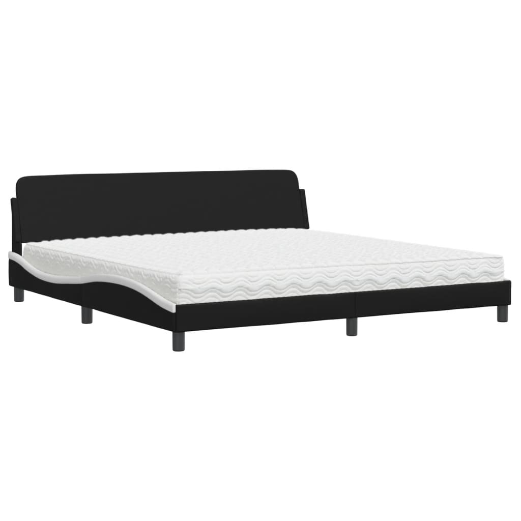 Bed with Mattress "Dover" Black and White 200x200 cm Faux Leather